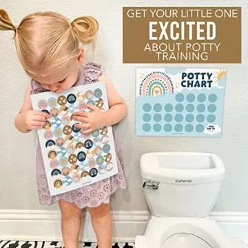 Hadley Designs Boho Potty Training Chart for Toddler Girls - Potty Training Sticker Chart for Girls Potty, Sticker Chart for Kids Potty Training Reward Chart, Kids Reward Chart