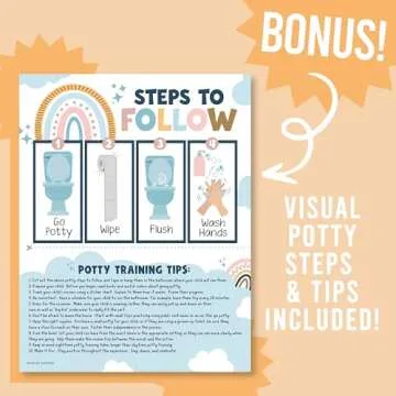 Hadley Designs Boho Potty Training Chart for Toddler Girls - Potty Training Sticker Chart for Girls Potty, Sticker Chart for Kids Potty Training Reward Chart, Kids Reward Chart