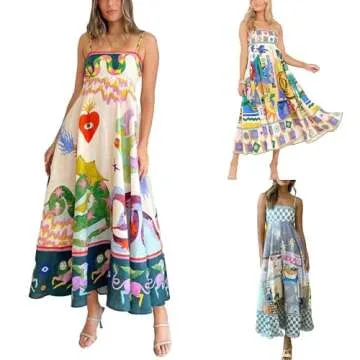 Women Boho Floral Cami Maxi Dress for Summer Style
