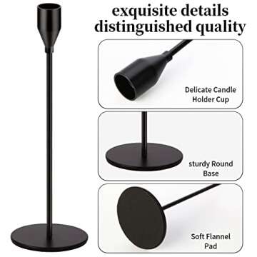 Oatnauxil Matte Black Candle Holders for Weddings & More