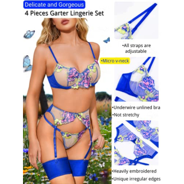 Kaei&Shi Sexy Lingerie Set for Women with Garter Belt