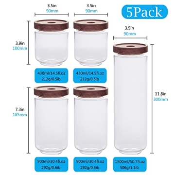 SAIOOL Stackable Airtight Kitchen Canisters Set of 5