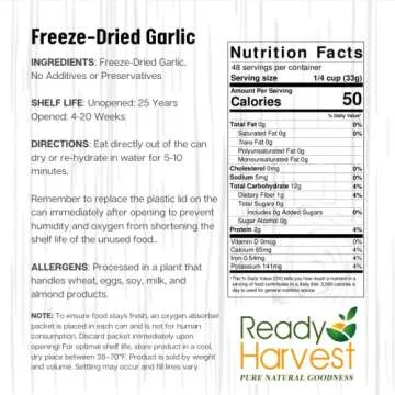 Ready Harvest Freeze-Dried Garlic for Camping and Survival