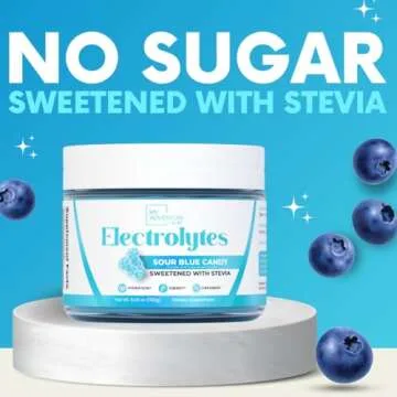 Zero Sugar - Sour Blue Candy Electrolytes Powder - Refreshing Hydration - Caffeine Free Energy - All Natural Ingredients - Vegan, Keto & Paleo - Sugar Free Electrolyte Powder Drink Mix - 30 Servings