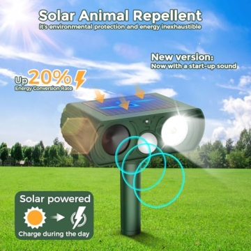 Solar Ultrasonic Animal Repellent for Yard and Garden