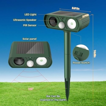 Solar Ultrasonic Animal Repellent for Yard and Garden