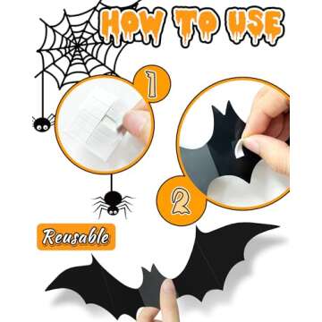 120 Pcs Halloween Decorations 3D Bats Decor, 4 Sizes Scary Halloween Decor Indoor Bat Stickers Halloween Decorations for Bedroom Bathroom Door Wall Decor Halloween Party Decorations