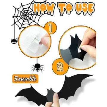 120 Pcs Halloween Decorations 3D Bats Decor, 4 Sizes Scary Halloween Decor Indoor Bat Stickers Halloween Decorations for Bedroom Bathroom Door Wall Decor Halloween Party Decorations