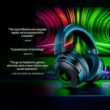 Razer Kraken V3 Pro Wireless Gaming Headset - Haptic Technology, THX Audio, Memory Foam