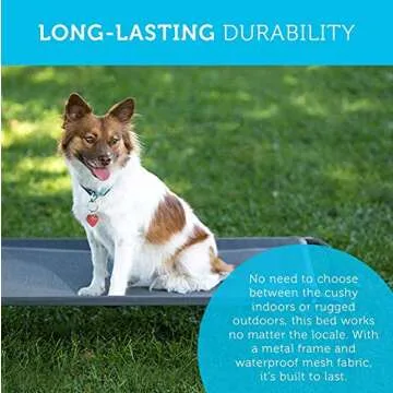Paws & Pals Elevated Dog Bed - Steel Frame, Temp Control, Indestructible Chew-Proof Pet Cot w/Trampoline Suspended Raised Hammock Best for Portable in/Out Door Use Cooling Platform | Medium