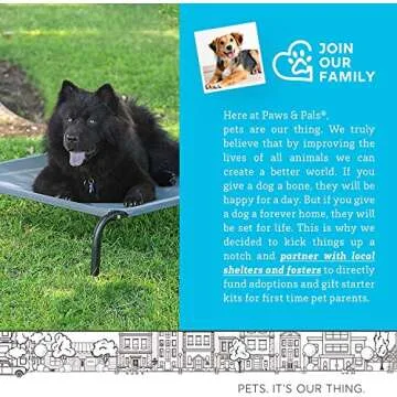 Paws & Pals Elevated Dog Bed - Steel Frame, Temp Control, Indestructible Chew-Proof Pet Cot w/Trampoline Suspended Raised Hammock Best for Portable in/Out Door Use Cooling Platform | Medium