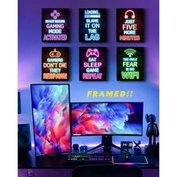 Neon Gamer Room Decor - Video Game Wall Art