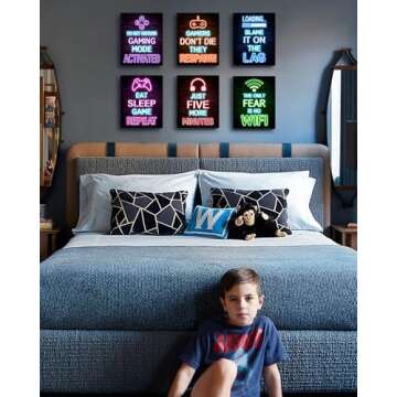 Neon Gamer Room Decor - Video Game Wall Art