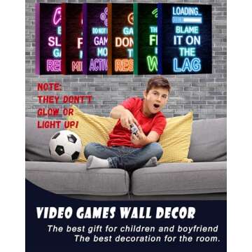 Neon Gamer Room Decor - Video Game Wall Art