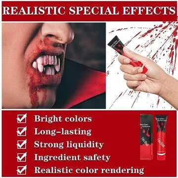 1PCS Halloween Fake Blood Makeup Stage Blood Liquid Fake Blood Washable for Clothes Halloween Zombie Vampire SFX Special Effects Makeup (0.95oz)