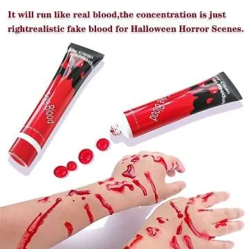 1PCS Halloween Fake Blood Makeup Stage Blood Liquid Fake Blood Washable for Clothes Halloween Zombie Vampire SFX Special Effects Makeup (0.95oz)