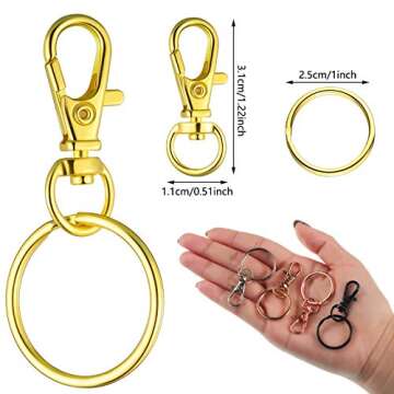 Hotop 100 Pieces Swivel Clasps Set 50 Piece Lanyard Snap Hooks with 50 Piece Key Chain Rings, Lobste...