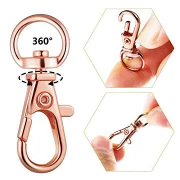 Hotop 100 Pieces Swivel Clasps Set 50 Piece Lanyard Snap Hooks with 50 Piece Key Chain Rings, Lobster Keychain Clip Hooks Lobster Claw Clasps for Keychain Jewelry DIY (Multicolored)