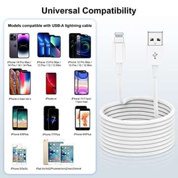 Extra Long iPhone Charger Cable 15 ft/5M,[Apple MFi Certified] USB to Lightning Cable15 ft, iPhone Fast Charging Cord for Apple iPhone 14/14pro/13/12/11/11Pro/11Max/ X/XS/XR/XS Max/8/7,iPad(White)