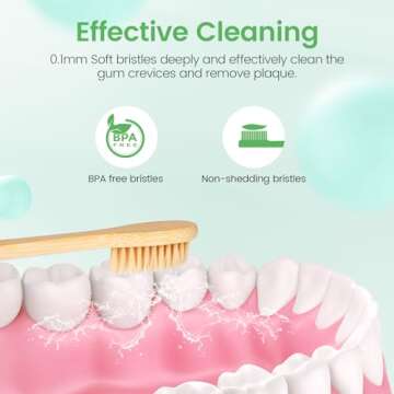Daletu Bamboo Toothbrushes for Adults, 10 PCS Biodegradable Wooden Toothbrushes, Natural Soft Bristl...