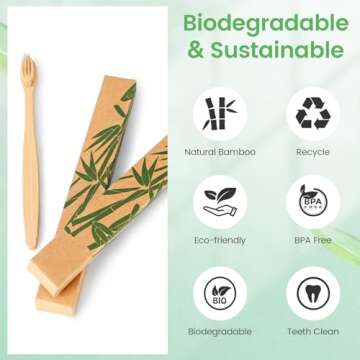Daletu Bamboo Toothbrushes for Adults, 10 PCS Biodegradable Wooden Toothbrushes, Natural Soft Bristles Wood Toothbrush, Eco Friendly, Compostable and Sustainable