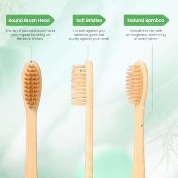 Daletu Bamboo Toothbrushes for Adults, 10 PCS Biodegradable Wooden Toothbrushes, Natural Soft Bristles Wood Toothbrush, Eco Friendly, Compostable and Sustainable