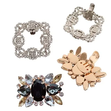 Polkar Elegant Rhinestone Crystal Metal Shoe Clips Shoe Buckle for Wedding Party Decoration (shoe clip round)