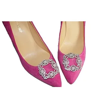 Polkar Elegant Rhinestone Crystal Metal Shoe Clips Shoe Buckle for Wedding Party Decoration (shoe clip round)