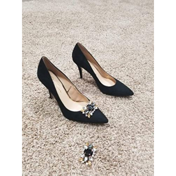 Polkar Elegant Rhinestone Crystal Metal Shoe Clips Shoe Buckle for Wedding Party Decoration (shoe clip round)