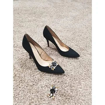 Polkar Elegant Rhinestone Crystal Metal Shoe Clips Shoe Buckle for Wedding Party Decoration (shoe clip round)