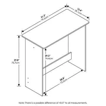 FURINNO Simplistic Study Table For Residential Use, French Oak Grey, 15.5 in x 31.5 in x 29.75 in (D x W x H)