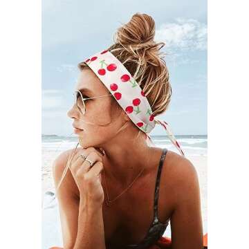 GERINLY Sweet Cherry Neckerchief Chic Travel Scarf