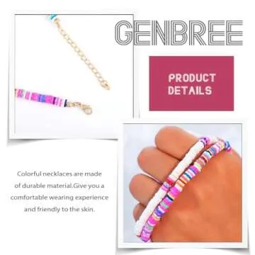 GENBREE Boho Beaded Choker Necklace Colorful Layered Neck Chain Necklaces Beach Short Neck Jewelry for Women