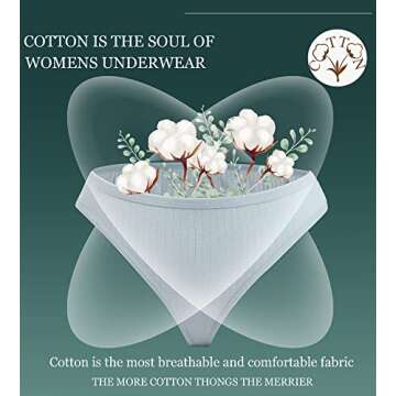 FINETOO 10 pack Cotton Thongs for Women Breathable Low Rise Bikini Lady Panties Womens Underwear Sex...