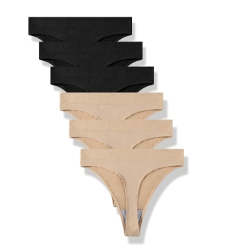 GRANKEE Women's Breathable Seamless Thong Panties No Show Underwear 6 Pack(B3S3 6 pack M)