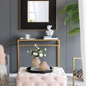 A&B Home Amber Fluted Geometric Vase Set - Set of 2 Small Tiered Decorative Glass Vase, Tabletop Home Decor, Bedroom Living Room Accent Piece Entryway Console Table Sideboard Flower Vase, 6" x 6" x 7"