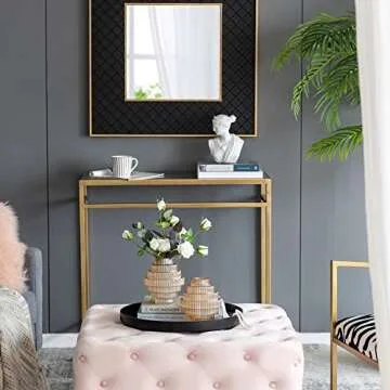 A&B Home Amber Fluted Geometric Vase Set - Set of 2 Small Tiered Decorative Glass Vase, Tabletop Home Decor, Bedroom Living Room Accent Piece Entryway Console Table Sideboard Flower Vase, 6" x 6" x 7"