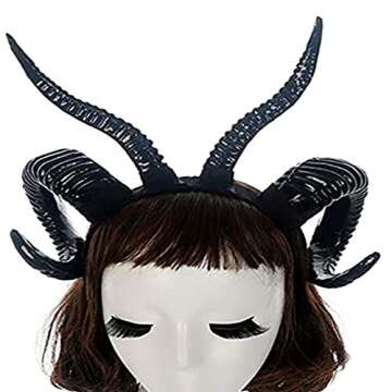 Xiaolanwelc Gothic Sheep Horn Headband - Unique Black Double Horns for Cosplay and Photography Props