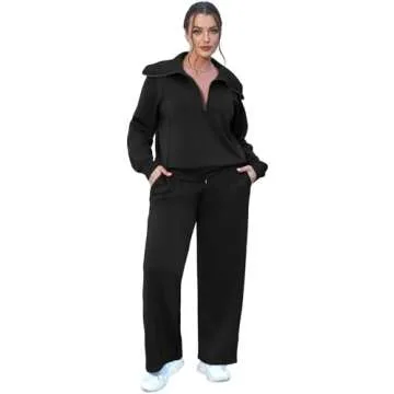 XIEERDUO Women's Black Two-Piece Travel Set for Fall