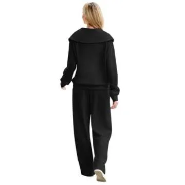 XIEERDUO Women's Black Two-Piece Travel Set for Fall