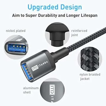 ITANDA 10FT USB 3.0 Extension Cable for Fast Transfers