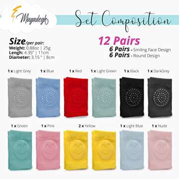 Baby Knee Pads for Crawling Protector -12 Pairs Anti-Slip Adjustable Breathable Cotton Baby Knee Soc...