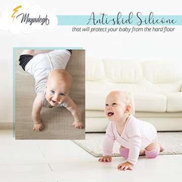 Baby Knee Pads for Crawling Protector -12 Pairs Anti-Slip Adjustable Breathable Cotton Baby Knee Socks Leggings Happy Face & Round Design for Babies Crawling Walking for Infant Toddler Kids Boys Girls