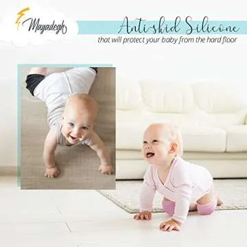 Baby Knee Pads for Crawling Protector -12 Pairs Anti-Slip Adjustable Breathable Cotton Baby Knee Socks Leggings Happy Face & Round Design for Babies Crawling Walking for Infant Toddler Kids Boys Girls