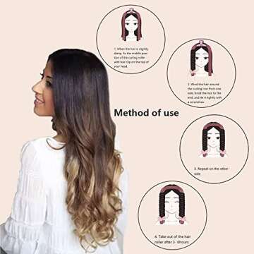 No Heat Hair Curlers Rollers Headband Heatless Curling Rod for Long Hair Silk Curls, Overnight Long Hair Curls for Sleeping, Soft Hair Rollers with Hair Clips and Scrunchie Styling Tool Kit
