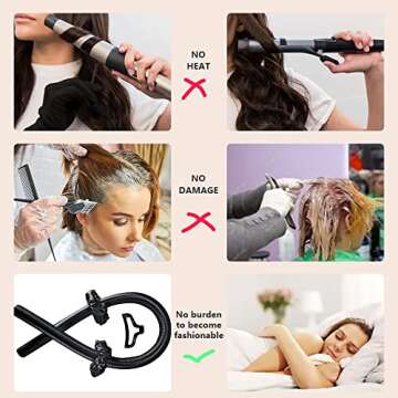 No Heat Hair Curlers Rollers Headband Heatless Curling Rod for Long Hair Silk Curls, Overnight Long Hair Curls for Sleeping, Soft Hair Rollers with Hair Clips and Scrunchie Styling Tool Kit