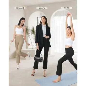 AFITNE Women’s Yoga Dress Pants Stretchy High Waisted Straight Leg Business Casual Pants with Pockets Pull On Cropped Work Pants Office Trendy Ponte Ankle Slacks Khaki 28" S