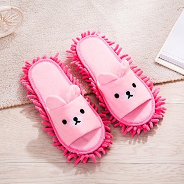 Selric Bear Super Chenille Microfiber Washable Mop Slippers Shoes for Women, Floor Dust Dirt Hair Cleaner, Multi-sizes Multi-Colors Available 9 7/9 Inches Size:5.5-8.5.