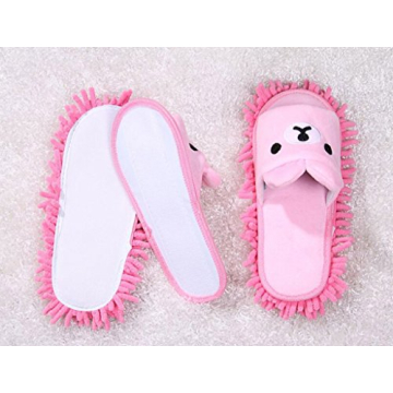 Selric Bear Super Chenille Microfiber Washable Mop Slippers Shoes for Women, Floor Dust Dirt Hair Cleaner, Multi-sizes Multi-Colors Available 9 7/9 Inches Size:5.5-8.5.