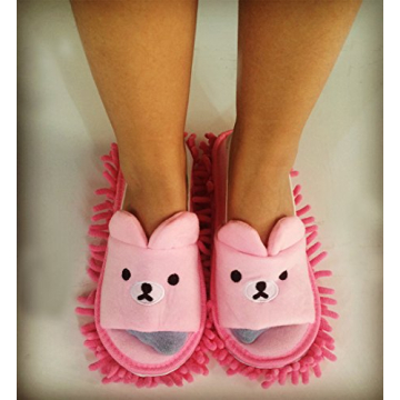 Selric Bear Super Chenille Microfiber Washable Mop Slippers Shoes for Women, Floor Dust Dirt Hair Cleaner, Multi-sizes Multi-Colors Available 9 7/9 Inches Size:5.5-8.5.
